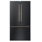 Forno FFFFD178336BLK Forno Rivello 36 Inch French Door Refrigerator In Black With Antique Brass, Internal Water Dispenser, Filtered Ice, Adjustable Shelves, Energy Star Certified