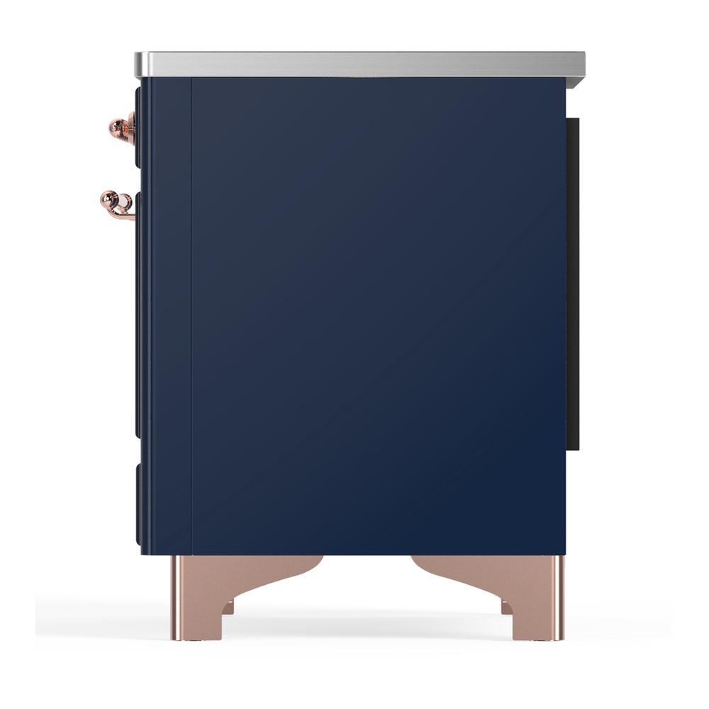 Ilve UMDIB40QNR3MBP Ilve Umdib40Qnr3Mbp Majestic Iii 40 Inch Induction Range With 6 Elements, 3.82 Cu. Ft. Total Oven Capacity (Solid Door, Midnight Blue, Copper)