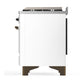 Ilve UM48FQNR3WHBLP Ilve Um48Fqnr3Whblp Majestic Iii 48 Inch Dual Fuel Range With 8 Burners And Griddle, Dual Function Burner Up To 25,000 Btu (Liquid Propane, Solid Door, White, Burnished)