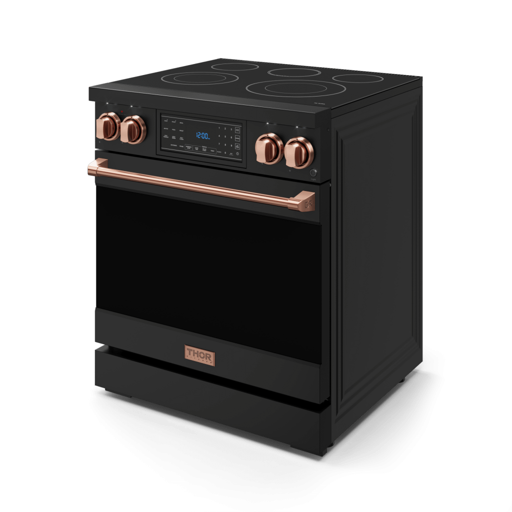 Thor Kitchen RSE30BRSG 30 Inch Professional Electric Range With Tilt Panel Touch Control In Black/Rose Gold Gordon Ramsay Series - Rse30B-Rsg