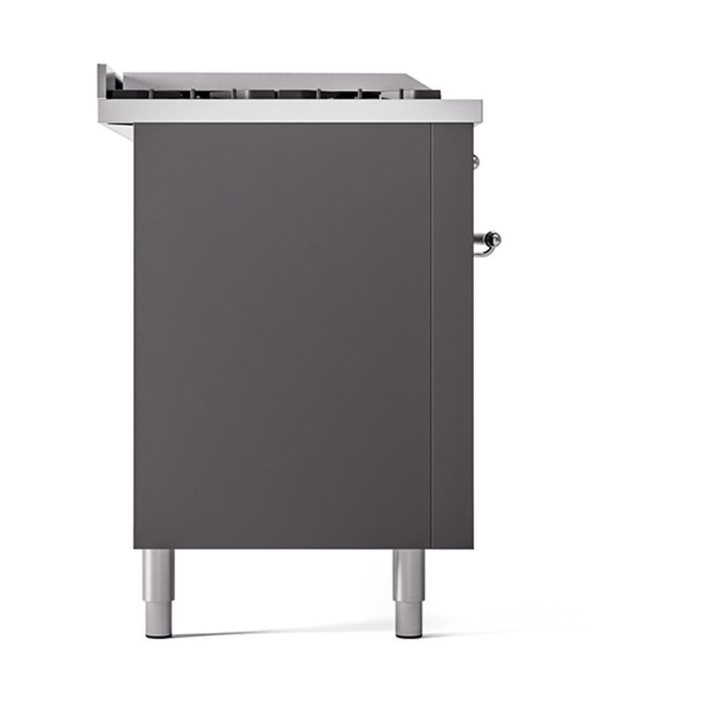 Ilve UN60FSQNMPMGC Ilve Un60Fsqnmpmgc Nostalgie Ii Noblesse 60" Dual Fuel Range (7 Sealed Burners + Griddle + French Top, Natural Gas, Solid Door, Graphite Matte, Chrome)