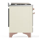 Ilve UM36FQNR3AWP Ilve Um36Fqnr3Awp Majestic Iii 36 Inch Dual Fuel Range With 6 Black Brass Burners And Griddle, Dual Function Burner Up To 25,000 Btu (Solid Door, Antique White, Copper, Natural Gas)