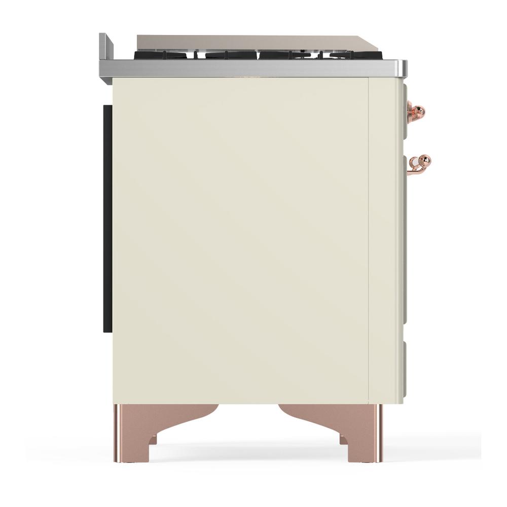 Ilve UM36FQNR3AWP Ilve Um36Fqnr3Awp Majestic Iii 36 Inch Dual Fuel Range With 6 Black Brass Burners And Griddle, Dual Function Burner Up To 25,000 Btu (Solid Door, Antique White, Copper, Natural Gas)