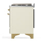 Ilve UM48FQNR3AWG Ilve Um48Fqnr3Awg Majestic Iii 48 Inch Dual Fuel Range With 8 Burners And Griddle, Dual Function Burner Up To 25,000 Btu (Natural Gas, Solid Door, Antique White, Brass)