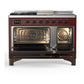 Ilve UM48FSNR3BUBLP Ilve Um48Fsnr3Bublp Majestic Iii 48 Inch Dual Fuel Range With 5 Black Brass Burners, Griddle And French Top, Dual Function Burner Up To 25,000 Btu (Liquid Propane, Triple Glass Door, Burgundy, Burnished)