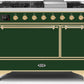 Ilve UM12FDQNS3EGG Majestic Ii 48 Inch Dual Fuel Natural Gas Freestanding Range In Emerald Green With Brass Trim