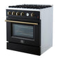 Forno FFSGS627730BLK Marco 30-Inch Gas Range Black & Antique Brass Design, 4 Burners 37,000 Btu, 4.32 Cu.Ft. Convection Oven