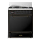 Ilve UM30QNR3BKBLP Ilve Um30Qnr3Bkblp Majestic Iii 30 Inch Dual Fuel Range With 5 Black Brass Burners, Dual Function Burner Up To 25,000 Btu (Liquid Propane, Solid Door, Glossy Black, Burnished)