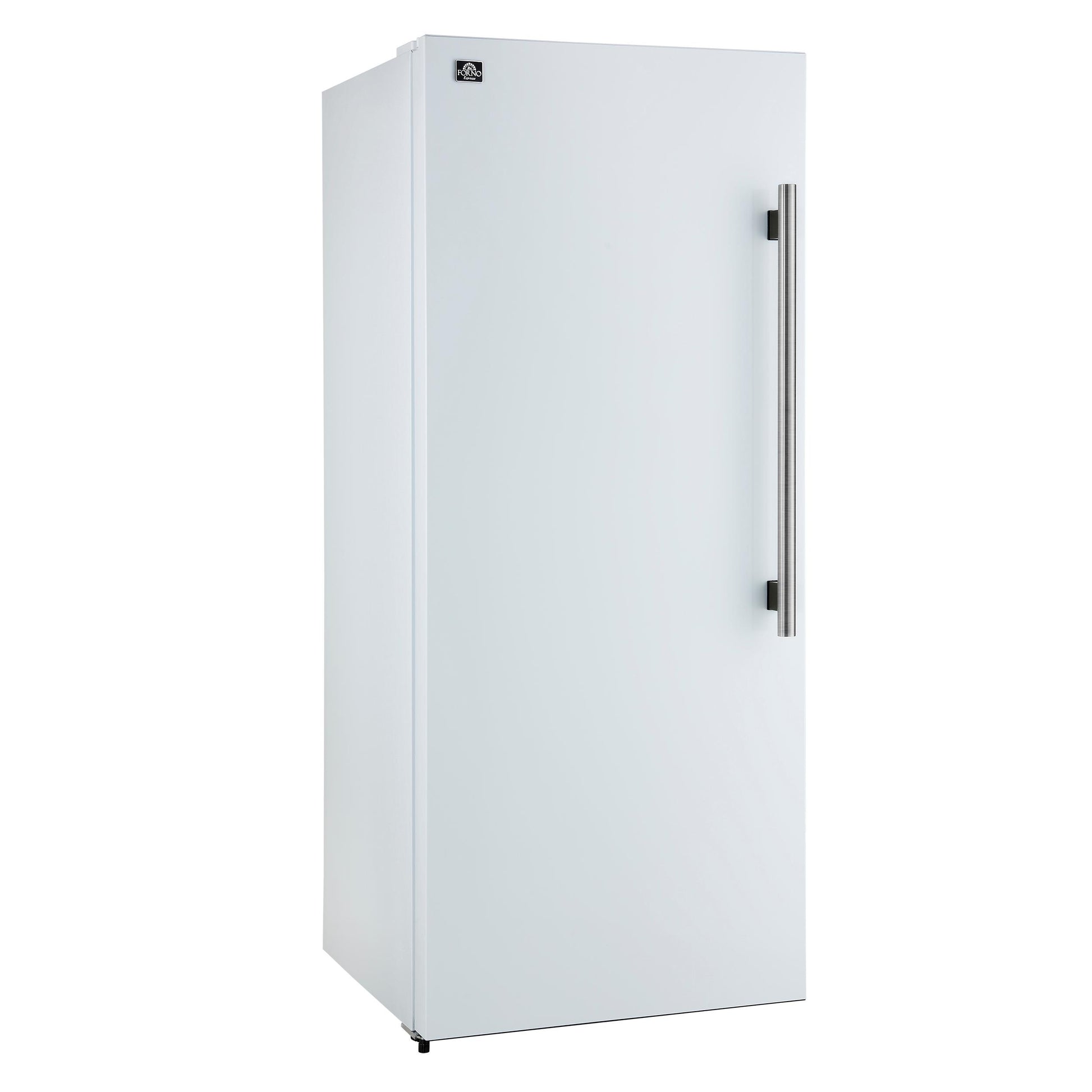 Forno FFFFD172228WHTLS Forno Maderno 28-Inch Convertible Upright Freezer/Refrigerator In White With Antique Brass Handle, 13.6 Cu.Ft., Left Swing