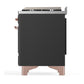 Ilve UM48FQNR3MGP Ilve Um48Fqnr3Mgp Majestic Iii 48 Inch Dual Fuel Range With 8 Burners And Griddle, Dual Function Burner Up To 25,000 Btu (Natural Gas, Solid Door, Graphite Matte, Copper)