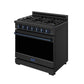 Thor Kitchen RSG36PBBLU 36 Inch Professional Gas Range With Precision Knob In Black And Blue Gordon Ramsay Series