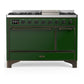 Ilve UM48FQNR3EGBLP Ilve Um48Fqnr3Egblp Majestic Iii 48 Inch Dual Fuel Range With 8 Burners And Griddle, Dual Function Burner Up To 25,000 Btu (Liquid Propane, Solid Door, Emerald Green, Burnished)