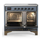Ilve UMDIB40QNR3BGB Ilve Umdib40Qnr3Bgb Majestic Iii 40 Inch Induction Range With 6 Elements, 3.82 Cu. Ft. Total Oven Capacity (Solid Door, Blue Grey, Burnished)