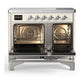 Ilve UMDIB40NR3AWC Ilve Umdib40Nr3Awc Majestic Iii 40 Inch Induction Range With 6 Elements, 3.82 Cu. Ft. Total Oven Capacity (Triple Glass Door, Antique White, Chrome)