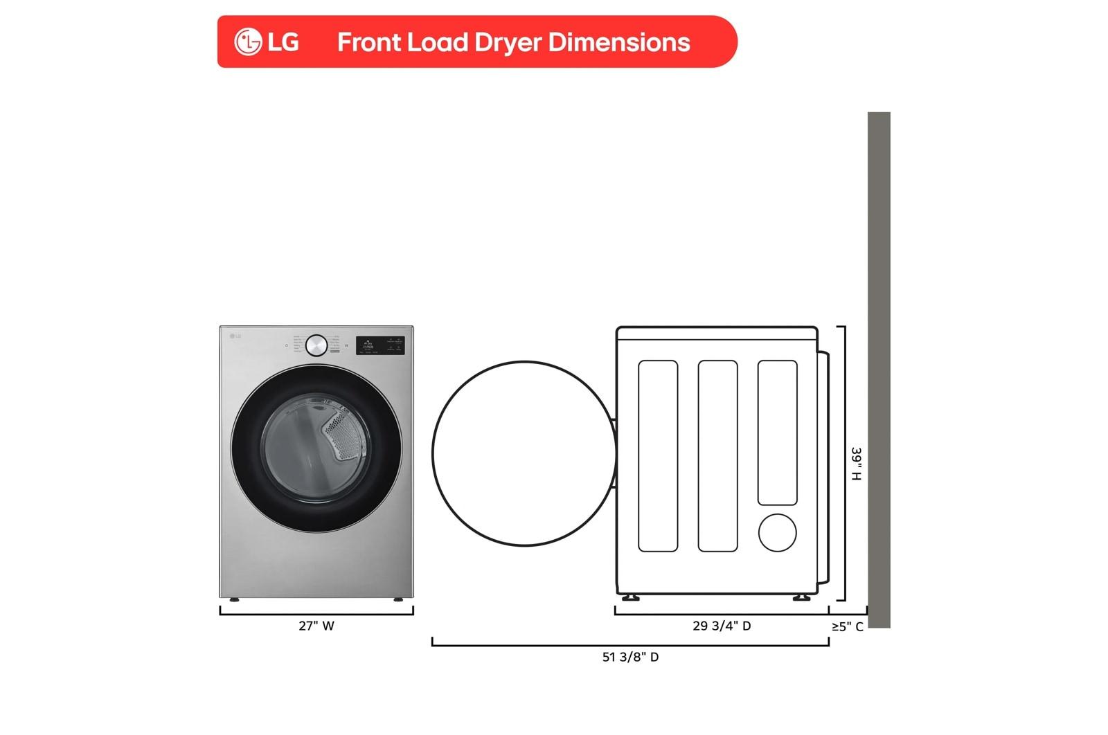 Lg DLGX5801V 7.4 Cu. Ft. Ultra Large Capacity Smart Front Load Dryer With Turbosteam®, Built-In Intelligence And Hybrid Electronic Controls With Lcd Display