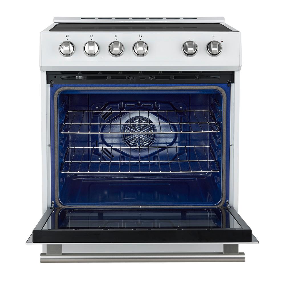 Forno FFSIN098230WHT Forno Leonardo Espresso 30-Inch Slide-In White Induction Range, Convection Oven, 5 Cooking Zones, Touch Control Panel