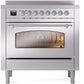 Ilve UPI366NMPSSC Nostalgie Ii 36 Inch Electric Freestanding Range In Stainless Steel With Chrome Trim
