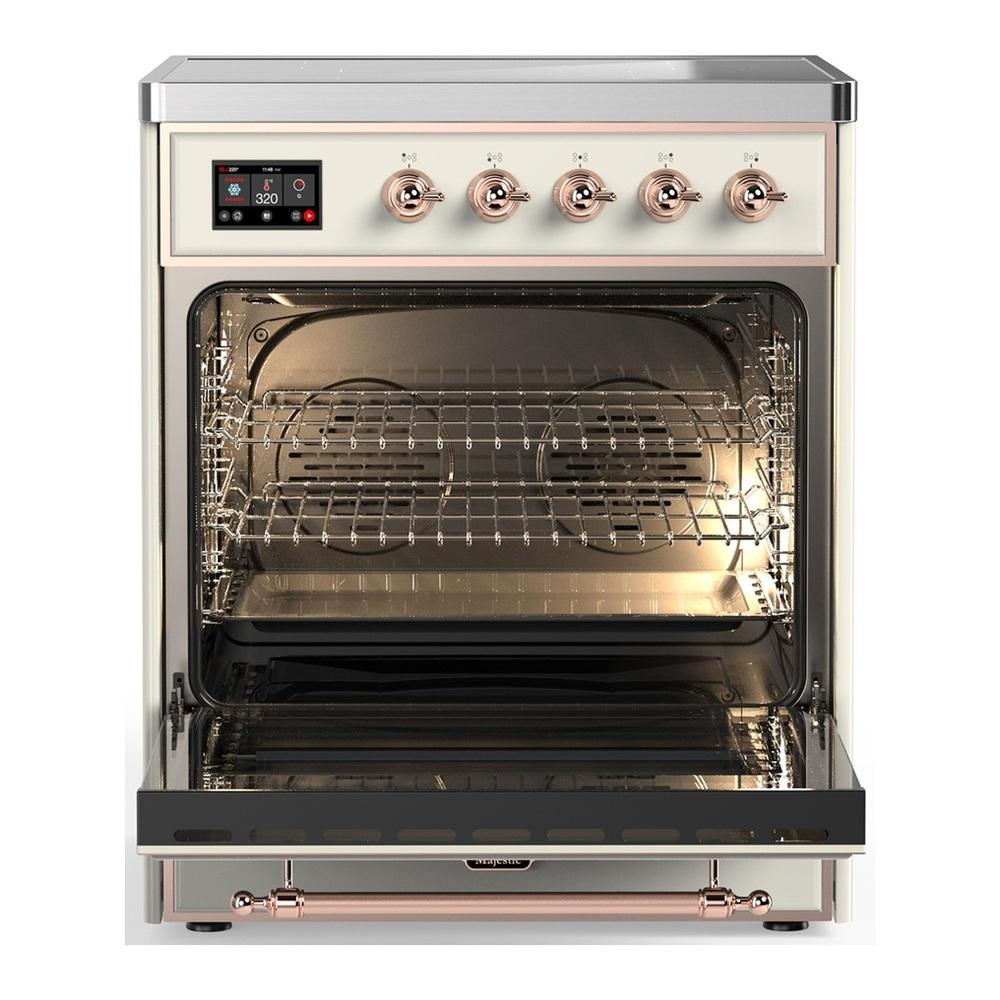 Ilve UMIB30NR3AWP Ilve Umib30Nr3Awp Majestic Iii 30 Inch Induction Range With 4 Elements, 4 Cu. Ft. Oven Capacity (Triple Glass Door, Antique White, Copper)