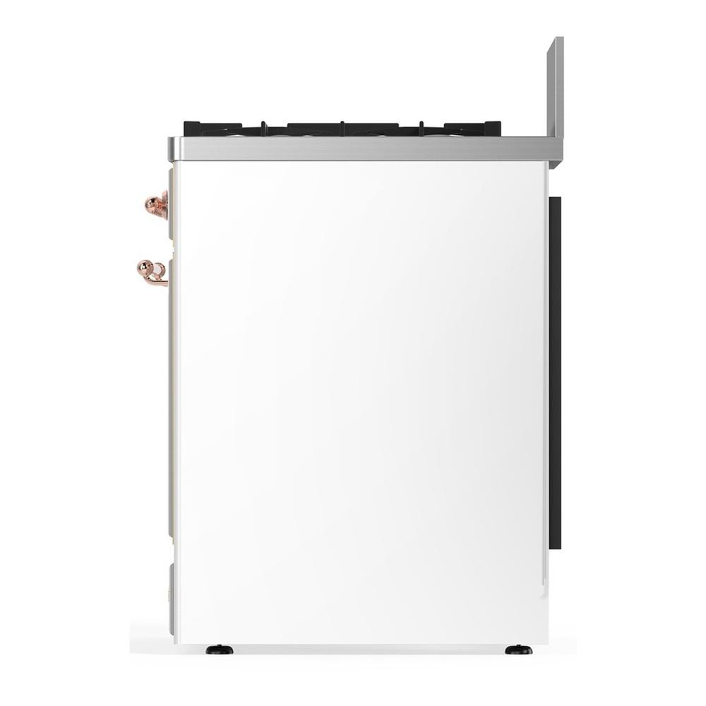 Ilve UM30NR3WHP Ilve Um30Nr3Whp Majestic Iii 30 Inch Dual Fuel Range With 5 Black Brass Burners, Dual Function Burner Up To 25,000 Btu (Natural Gas, Triple Glass Door, White, Copper)