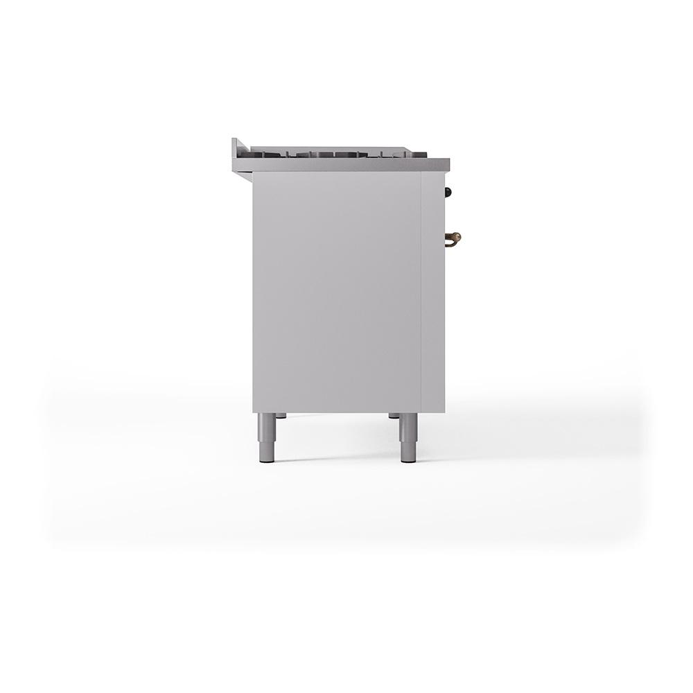 Ilve UN48FSQNMPWHB Ilve Un48Fsqnmpwhb Nostalgie Ii Noblesse 48" Dual Fuel Range (5 Sealed Burners + Griddle + French Top, Natural Gas, Solid Door, White, Burnished)