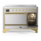 Ilve UMIB48QNR3SSG Ilve Umib48Qnr3Ssg Majestic Iii 48 Inch Induction Range With 6 Elements, 5.02 Cu. Ft. Total Oven Capacity (Solid Door, Stainless Steel, Brass)