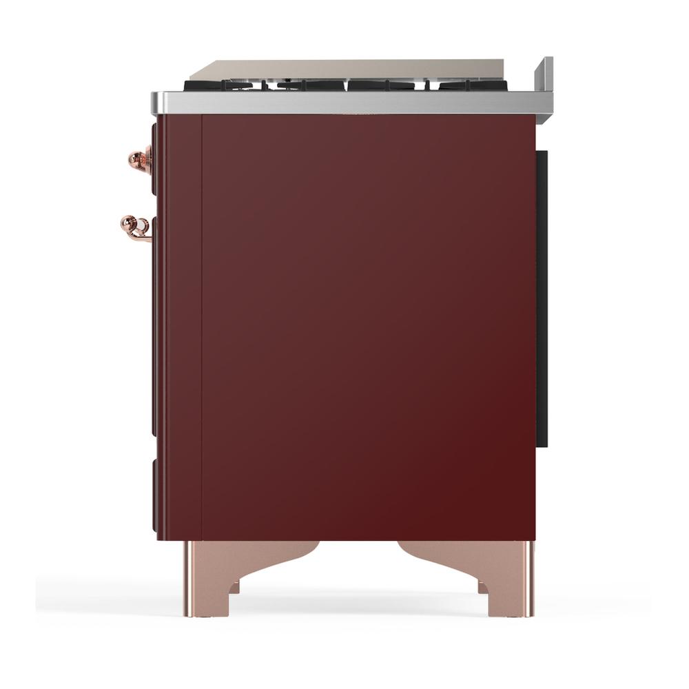 Ilve UM60FSQNR3BUP Ilve Um60Fsqnr3Bup Majestic Iii 60 Inch Dual Fuel Range With 7 Burners, Griddle And French Top, Dual Function Burner With Up To 25,000 Btu (Natural Gas, Solid Door, Burgundy, Copper)