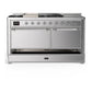 Ilve UM60FSQNR3SSCLP Ilve Um60Fsqnr3Ssclp Majestic Iii 60 Inch Dual Fuel Range With 7 Burners, Griddle And French Top, Dual Function Burner With Up To 25,000 Btu (Liquid Propane, Solid Door, Stainless Steel, Chrome)