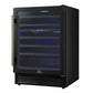 Forno FWCDR663424BLK Forno Bacchino 24 Inch Wine Cooler, Black With Antique Brass Handles, With Led Lighting, Triple Glass Door, 51 Bottle Capacity, Built-In Or Freestanding