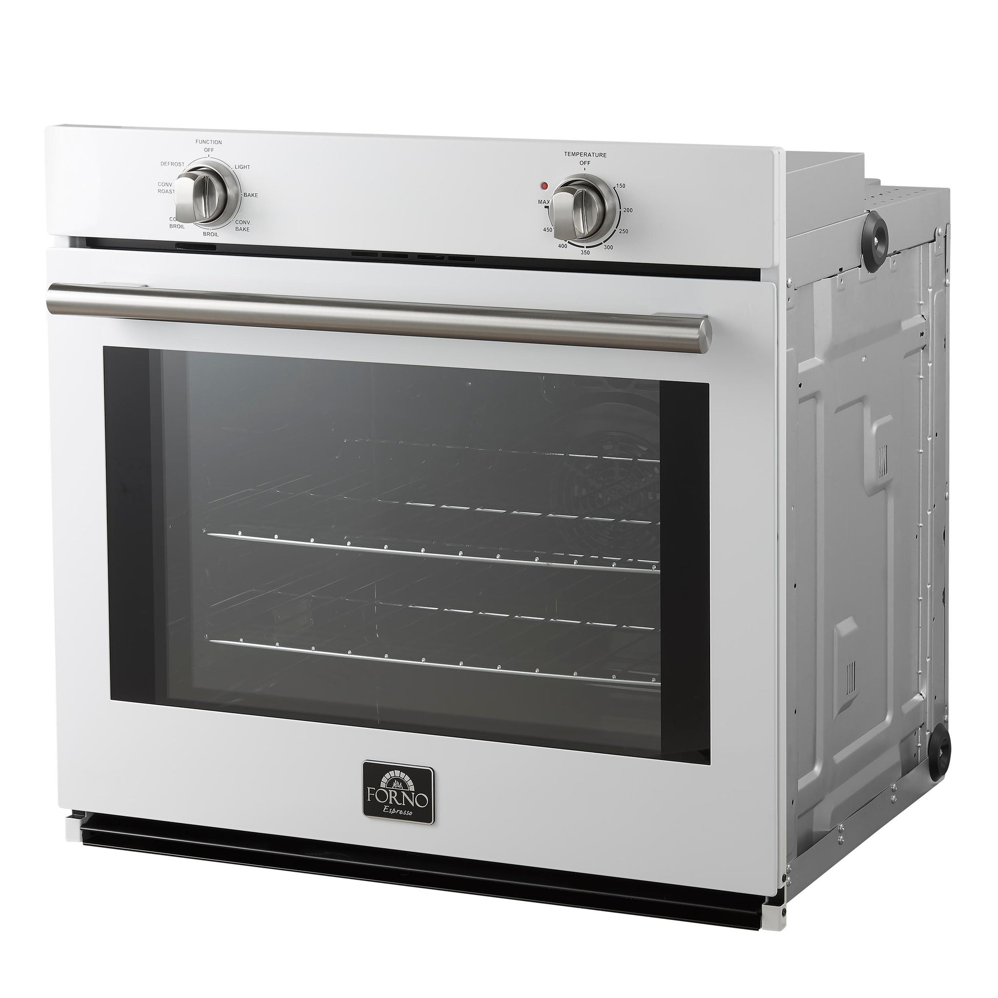 Forno FBOEL137030WHT Forno Vomero 30-Inch Wall Oven, White, 5 Cu.Ft Capacity, 3550 Watts Convection, Mechanical Controls, Manuel Steam Clean