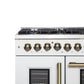 Forno FFSGS635648WHT Forno Galiano 48-Inch French Door Dual Fuel Range, White & Antique Brass Design, 8 Sealed Burners - 107,000 Btu, Griddle, 6.58 Cu.Ft. Double Ovens