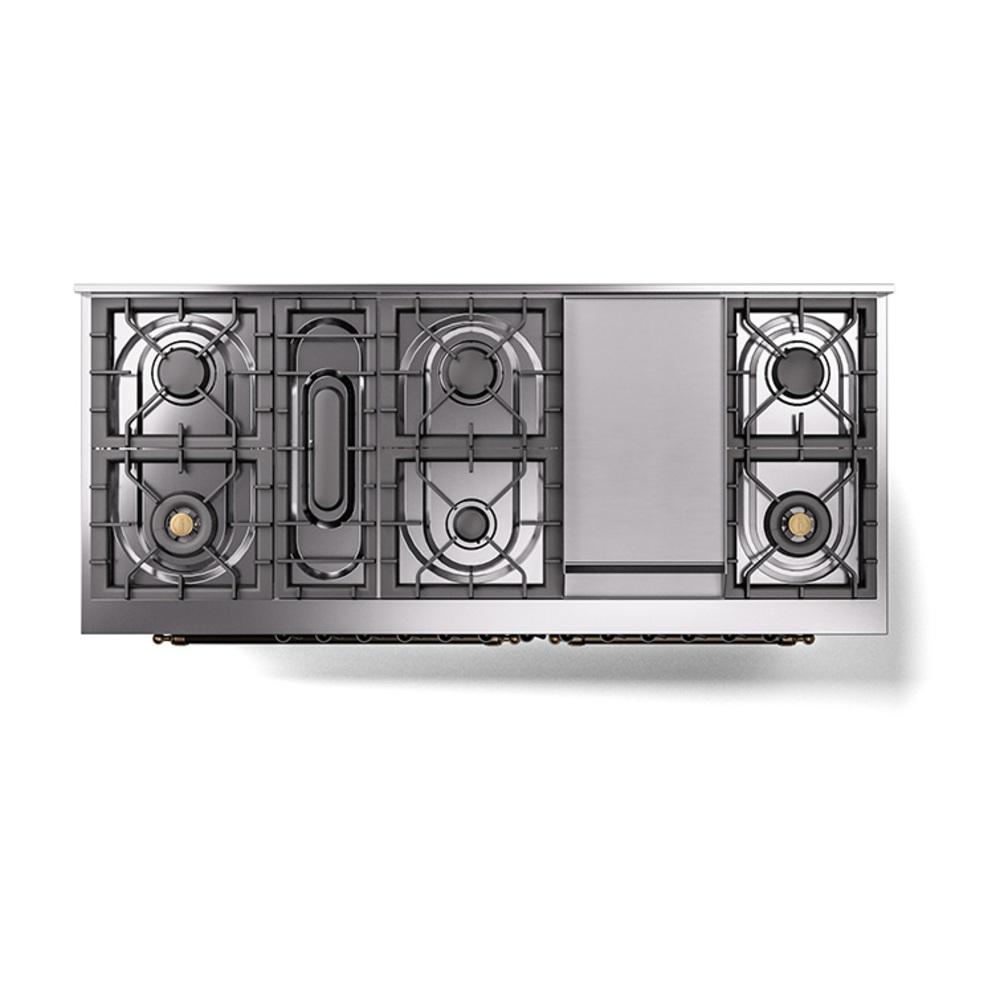 Ilve UN60FNMPBKBLP Ilve Un60Fnmpbkblp Nostalgie Ii Noblesse 60" Dual Fuel Range (9 Sealed Burners + Griddle, Liquid Propane, Triple Glass Door, Glossy Black, Burnished)