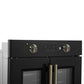Forno FBOEL133330BLK Forno Asti 30-Inch French Door Electric Wall Oven In Black & Antique Brass, 3.68 Cu. Ft. True Convection, 3,600W, Air Fry, Sous Vide, Self-Clean