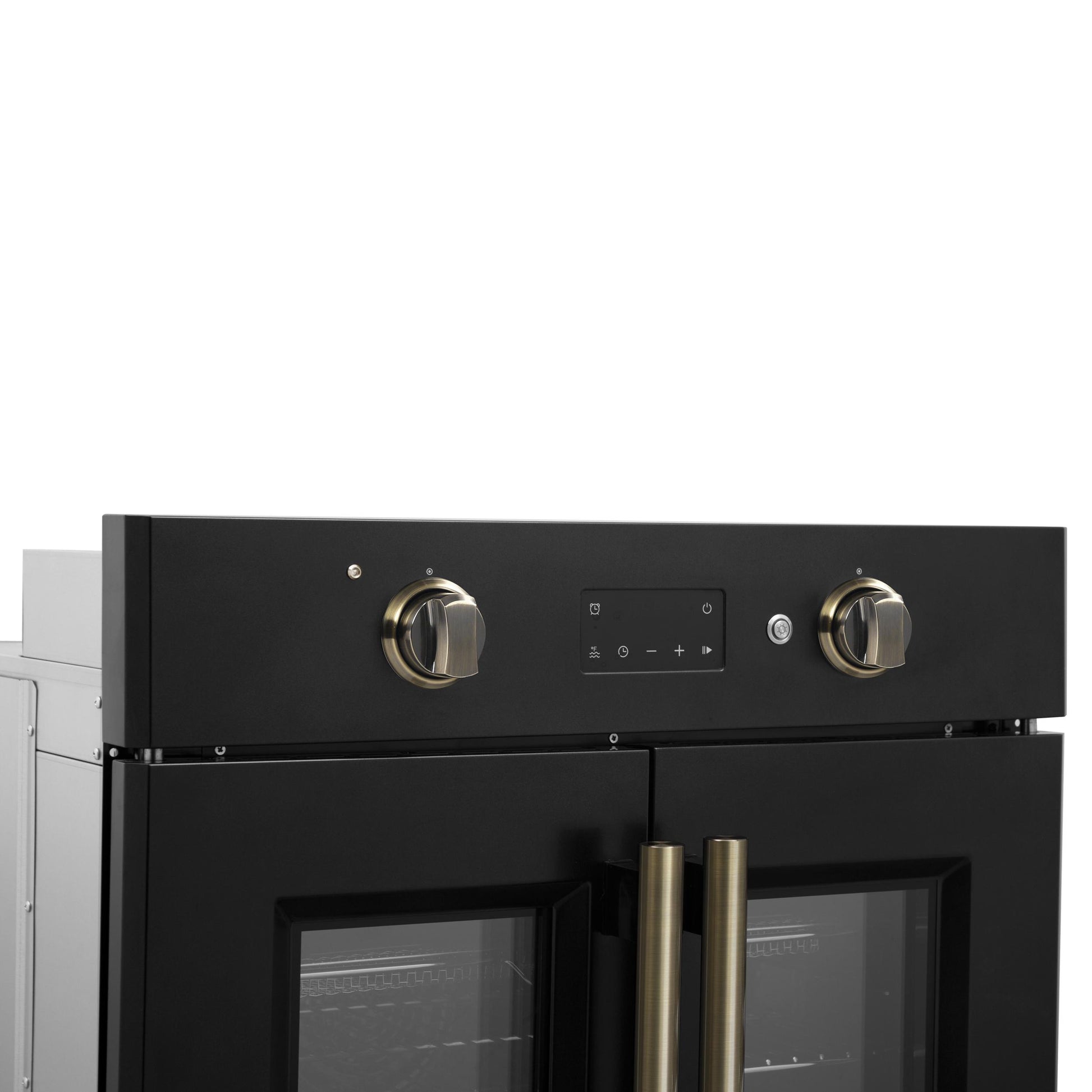 Forno FBOEL133330BLK Forno Asti 30-Inch French Door Electric Wall Oven In Black & Antique Brass, 3.68 Cu. Ft. True Convection, 3,600W, Air Fry, Sous Vide, Self-Clean