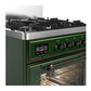 Ilve UM30NR3EGBLP Ilve Um30Nr3Egblp Majestic Iii 30 Inch Dual Fuel Range With 5 Black Brass Burners, Dual Function Burner Up To 25,000 Btu (Liquid Propane, Triple Glass Door, Emerald Green, Burnished)