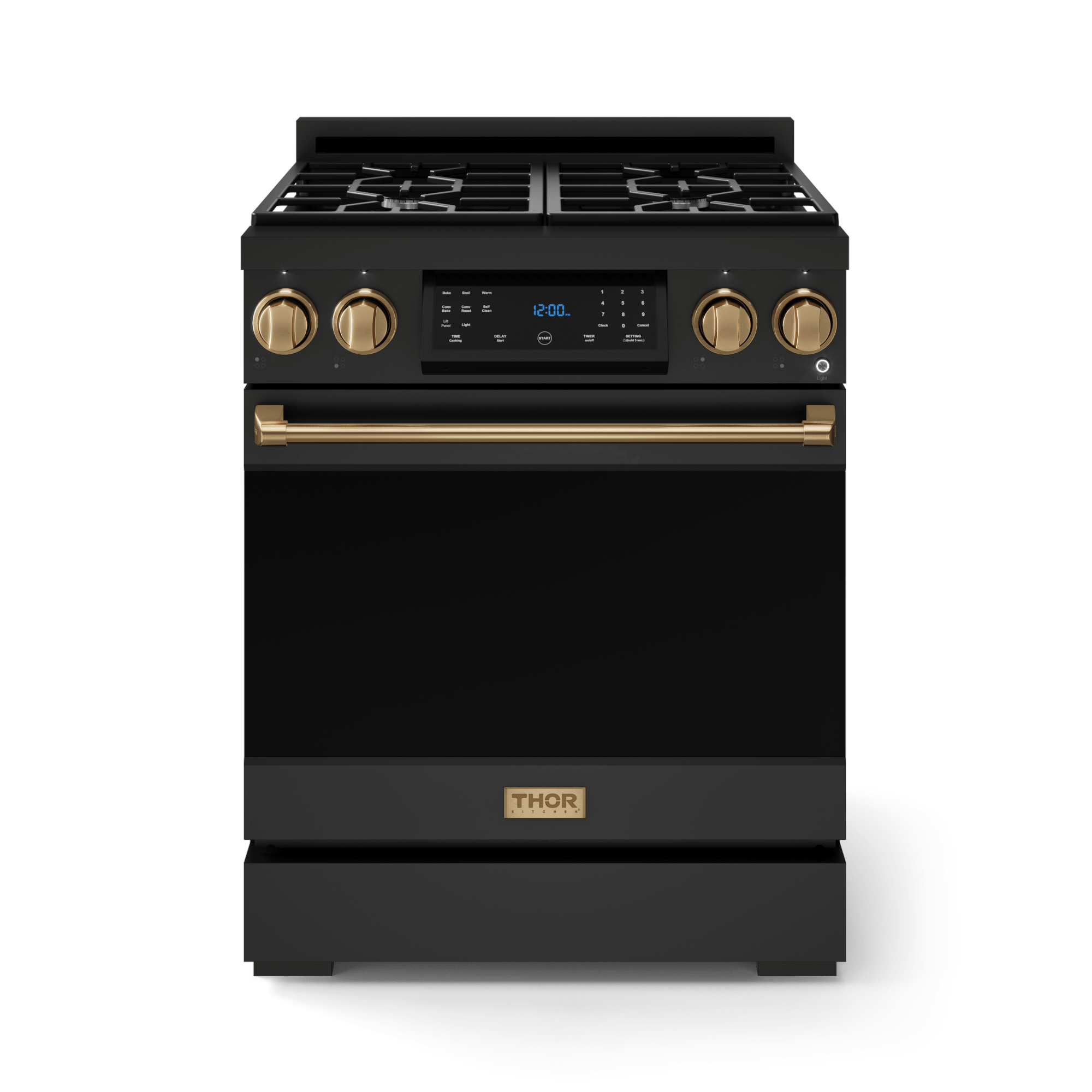 Thor Kitchen RSG30BBRZ 30 Inch Professional Gas Range With Tilt Panel Touch Control In Matte Black/Bronze Gordon Ramsay Series - Rsg30B-Brz