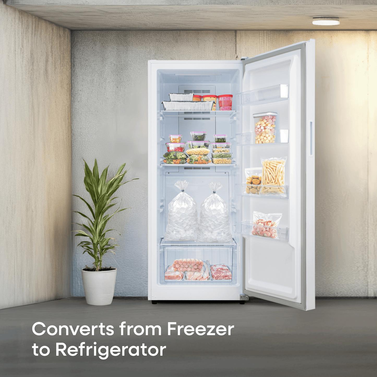 Element Appliance EUF14CEEW Element 14.0 Cu. Ft. Upright Convertible Freezer/Refrigerator - White, Energy Star (Euf14Ceew)