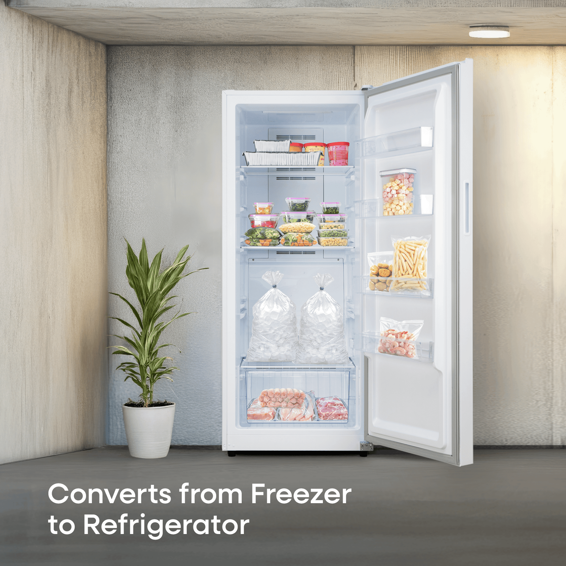Element Appliance EUF14CEEW Element 14.0 Cu. Ft. Upright Convertible Freezer/Refrigerator - White, Energy Star (Euf14Ceew)
