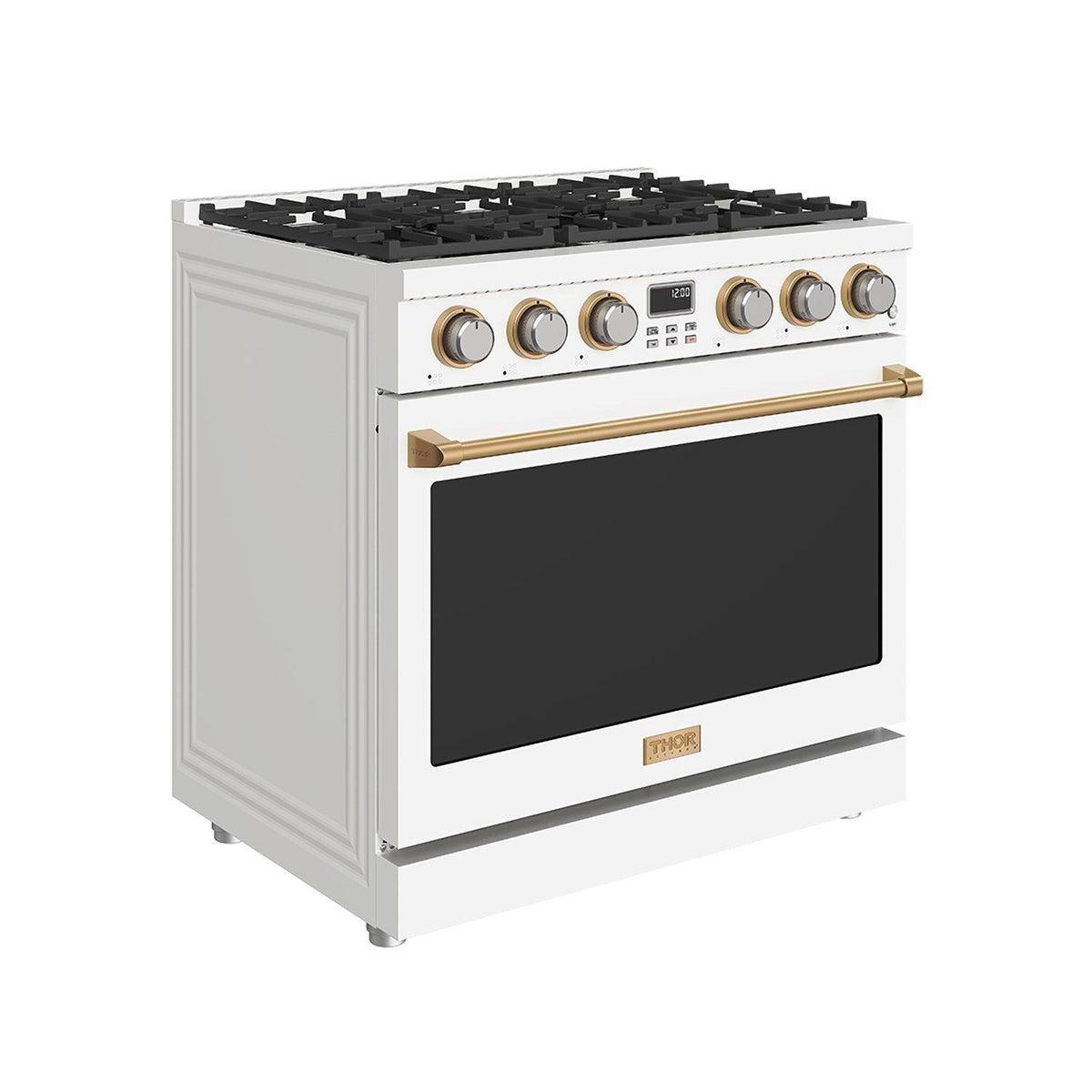 Thor Kitchen ARG36WLPBRZ 36 Inch Liquid Propane Range In White And Bronze- Contemporary Professional