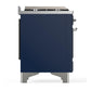 Ilve UM60FQNR3MBCLP Ilve Um60Fqnr3Mbclp Majestic Iii 60 Inch Dual Fuel Range With 9 Burners And Griddle, Dual Function Burner Up To 25,000 Btu (Liquid Propane, Solid Door, Midnight Blue, Chrome)