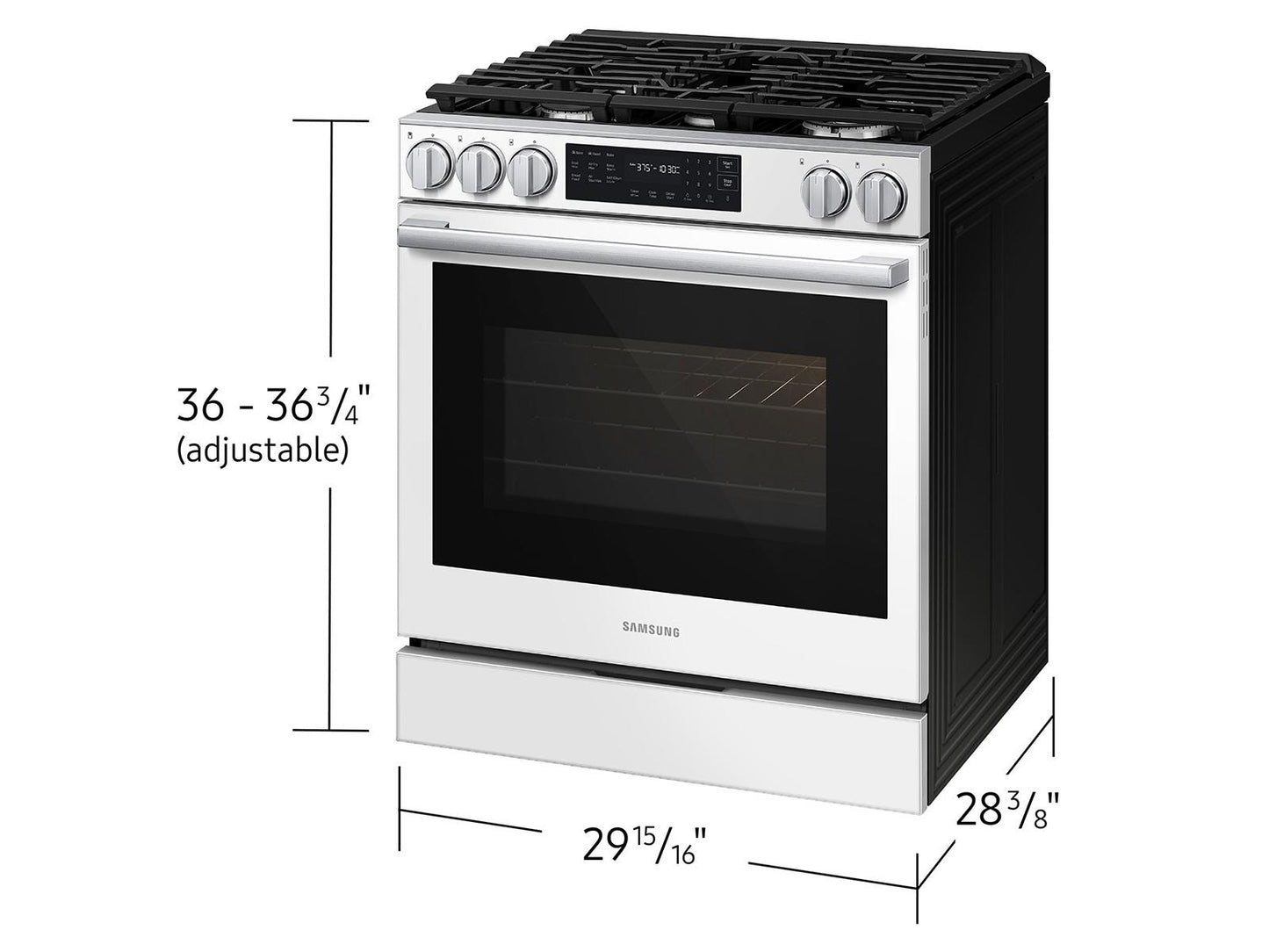 Samsung NSG80H60SW Bespoke Smart Slide-In Gas Range Pro Style Design Air Fry Max True Convection