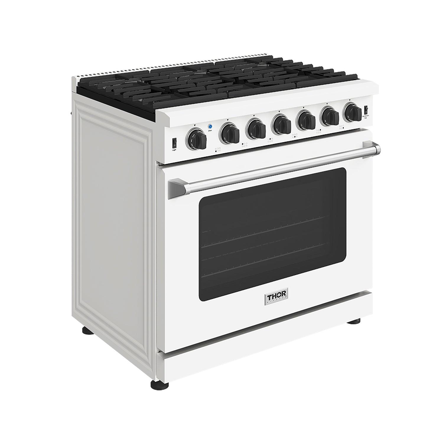 Thor Kitchen LRG3601UW 36 Inch Professional Gas Range In White