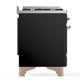 Ilve UM36FQNR3BKPLP Ilve Um36Fqnr3Bkplp Majestic Iii 36 Inch Dual Fuel Range With 6 Black Brass Burners And Griddle, Dual Function Burner Up To 25,000 Btu (Solid Door, Glossy Black, Copper, Liquid Propane)