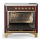 Ilve UMIB36NR3BUG Ilve Umib36Nr3Bug Majestic Iii 36 Inch Induction Range With 6 Elements, 3.5 Cu. Ft. Total Oven Capacity (Triple Glass Door, Burgundy, Brass)