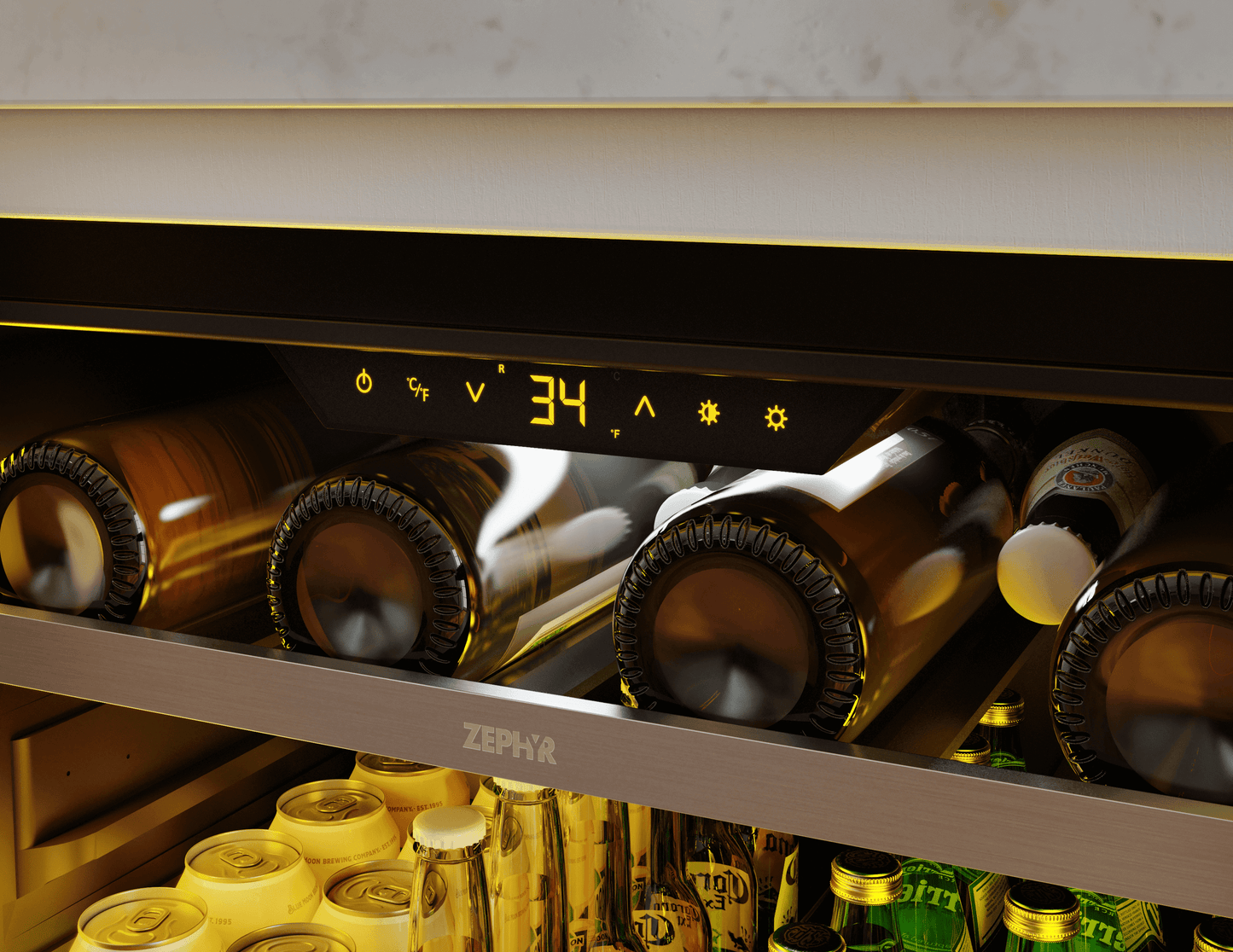 Zephyr PRPB24C01CG Presrv Pro Beverage Cooler, 24In Under Cabinet, Ss+Glass, Reverse Door, 1 Zone