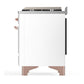 Ilve UM48FQNR3WHP Ilve Um48Fqnr3Whp Majestic Iii 48 Inch Dual Fuel Range With 8 Burners And Griddle, Dual Function Burner Up To 25,000 Btu (Natural Gas, Solid Door, White, Copper)