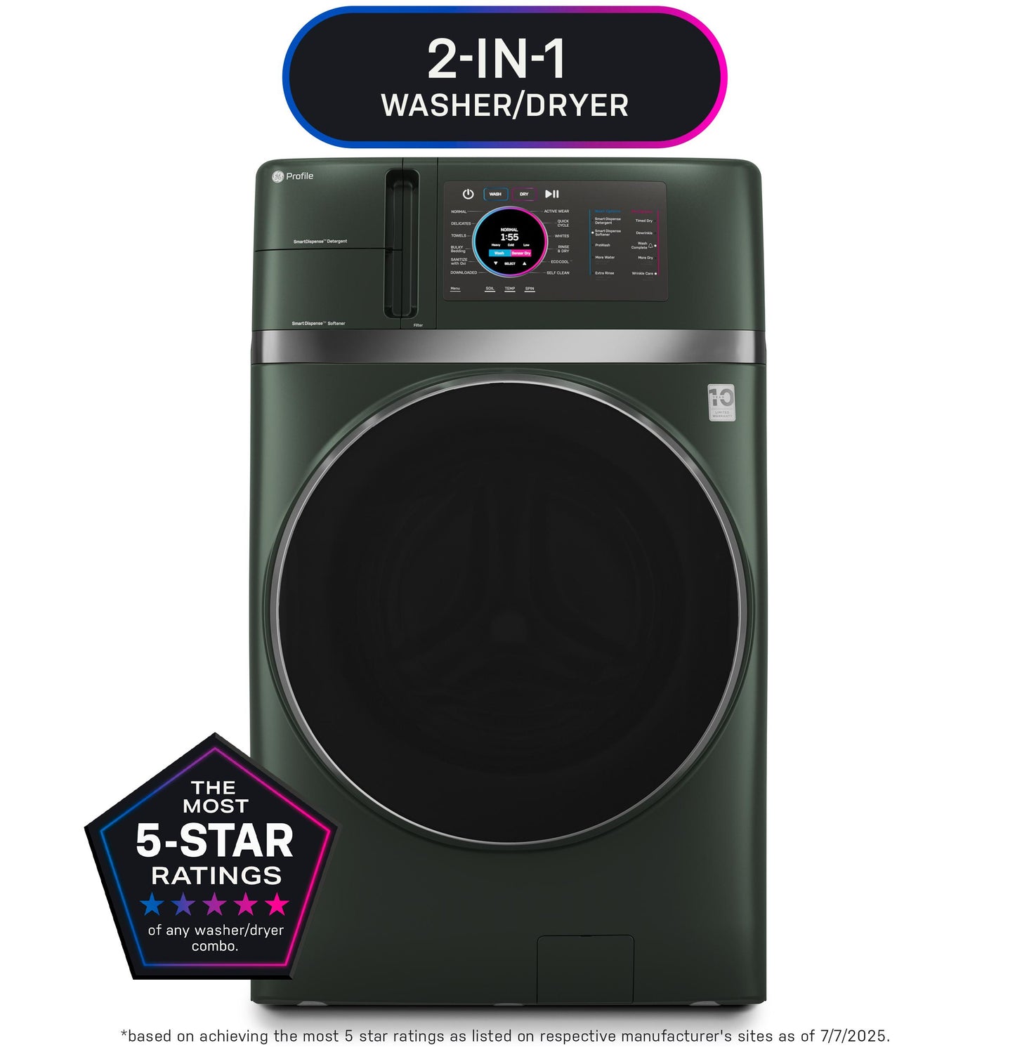 Ge Appliances PFQ97HSPVGN Ge Profile™ Energy Star® 4.8 Cu. Ft. Capacity Ultrafast Combo With Ventless Inverter Heat Pump Technology Washer/Dryer