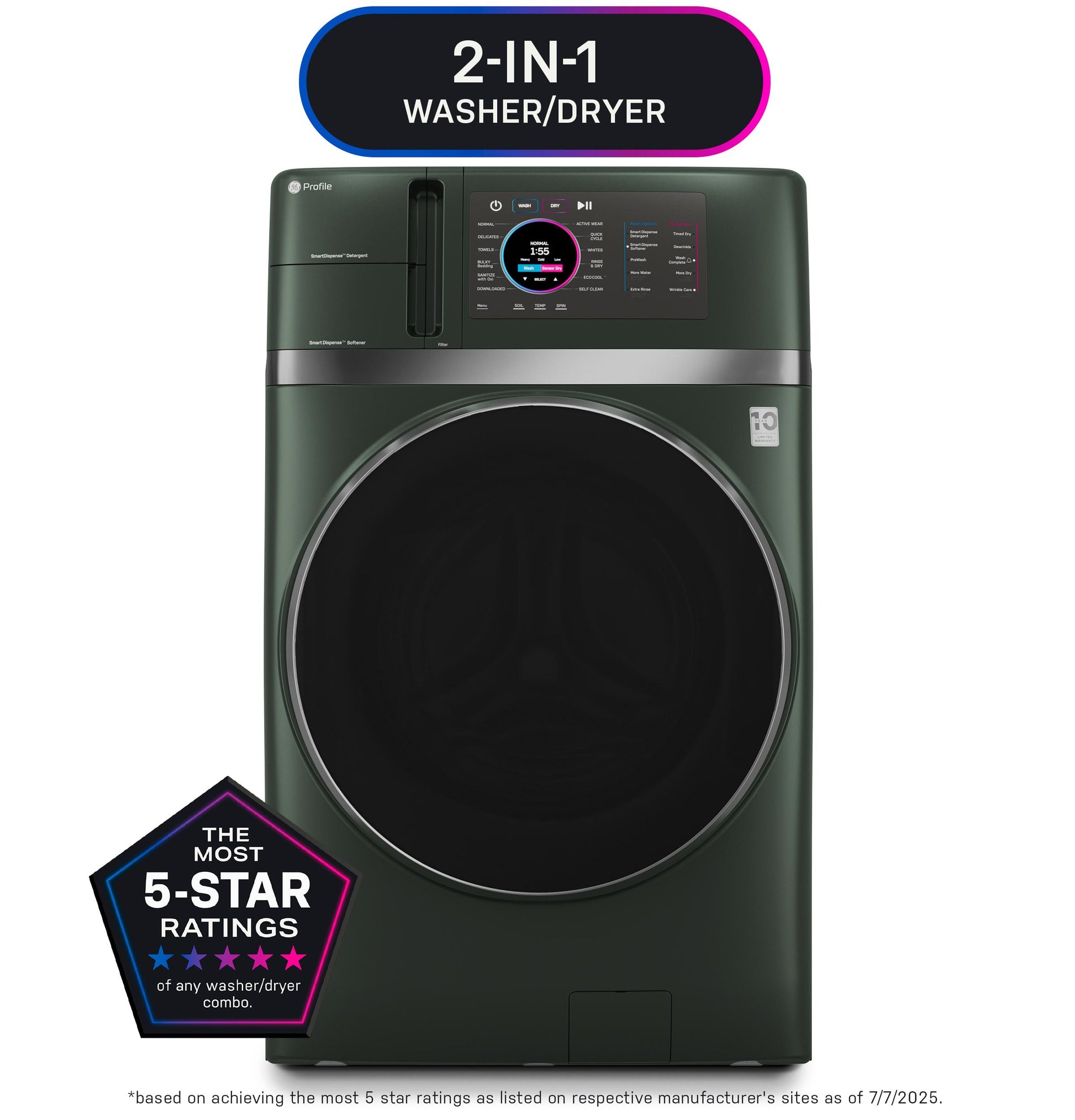 Ge Appliances PFQ97HSPVGN Ge Profile™ Energy Star® 4.8 Cu. Ft. Capacity Ultrafast Combo With Ventless Inverter Heat Pump Technology Washer/Dryer