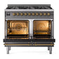Ilve UPD406NMPMGG Ilve Upd406Nmpmgg Nostalgie Ii 40 Inch Dual Fuel Range With 6 Total Black Brass Burners (Limited Edition) (Natural Gas, Graphite Matte)