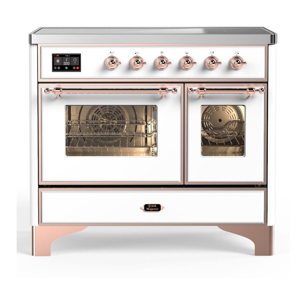 Ilve UMDIB40NR3WHP Ilve Umdib40Nr3Whp Majestic Iii 40 Inch Induction Range With 6 Elements, 3.82 Cu. Ft. Total Oven Capacity (Triple Glass Door, White, Copper)