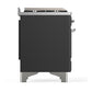 Ilve UM48FQNR3MGC Ilve Um48Fqnr3Mgc Majestic Iii 48 Inch Dual Fuel Range With 8 Burners And Griddle, Dual Function Burner Up To 25,000 Btu (Natural Gas, Solid Door, Graphite Matte, Chrome)
